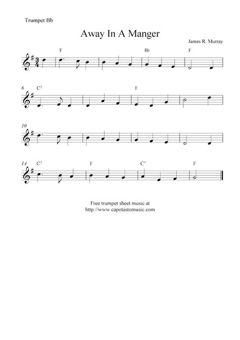 Easy Sheet Music For Beginners: Away In A Manger, free Christmas ...