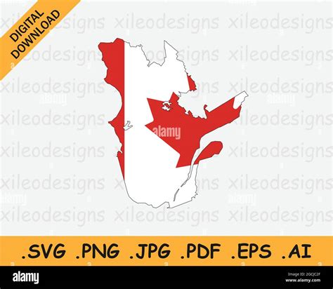 Quebec Map on Canadian Flag. QC, CA Province Map on Canada Flag. EPS ...