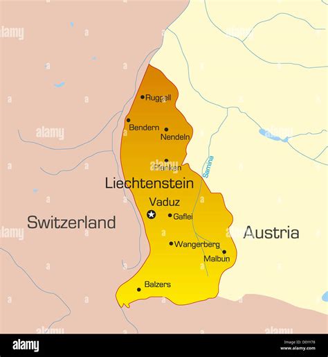 Map Of Switzerland And Liechtenstein High Resolution Stock Photography ...