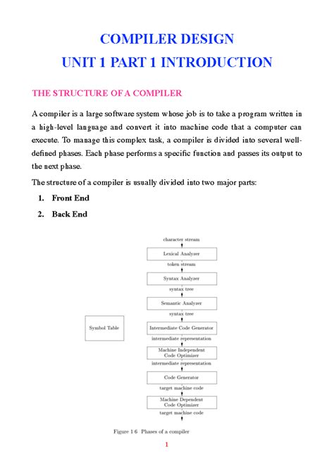 R22 CD Unit 1 - Compiler Structure & Lexical Analysis Notes - Studocu