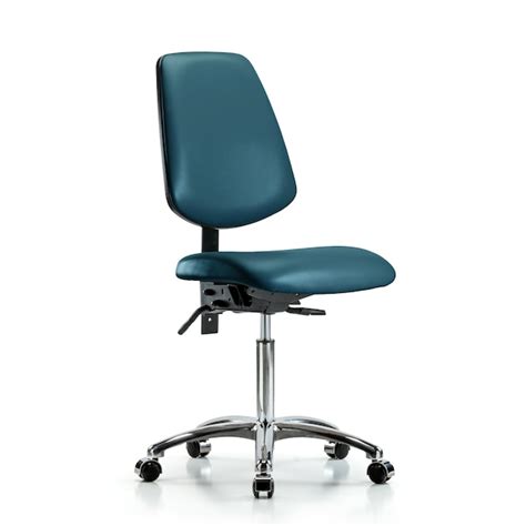 Blue Ridge Ergonomics Vinyl Chair Chrome, Med Bench, Med Back, Casters ...