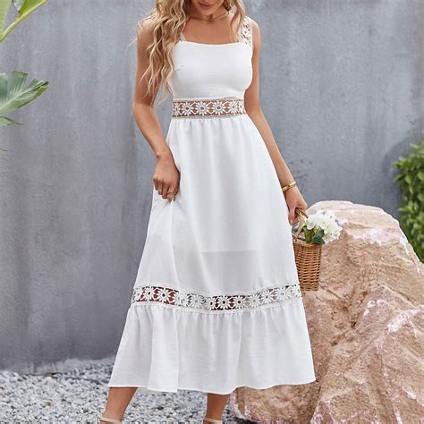 LYEAA Womens Summer Dresses Long Sleeveless Casual Plus Size Elegant ...