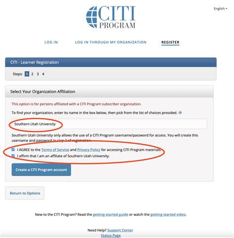 Step 1: CITI Registration and Training Courses - SUU