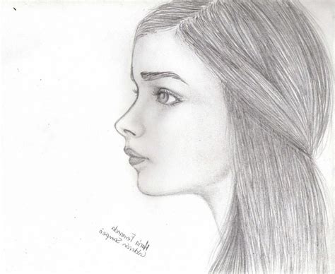 Side Profile Face Woman Sketch at PaintingValley.com | Explore ...
