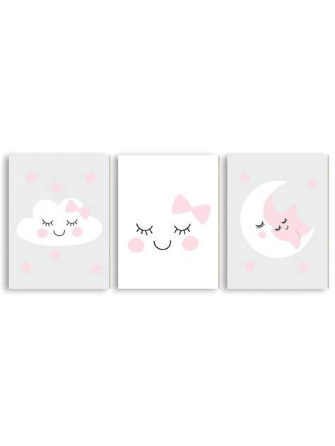 Kit Placas Quadros Decorativos MDF Lua Nuvem e Estrela PC101 | SHEIN Brasil
