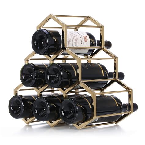 Honeycomb Wine Rack Metal Wine Holder Innovative Wine Holder 6 Bottle ...