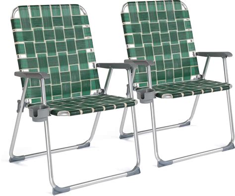 Folding Webbed Oversized Lawn Chairs with Detachable Cup Holder, 300 ...
