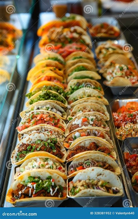A Display Case Filled with Lots of Different Types of Tacos. Generative ...
