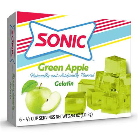 Sonic Green Apple Gelatin Mix, 6 Servings, 70 Calories per Serving ...