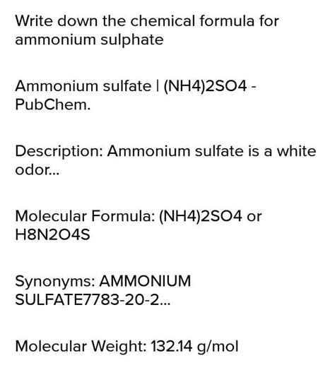 write the steps to deduce the chemical formula of ammonium sulphate ...