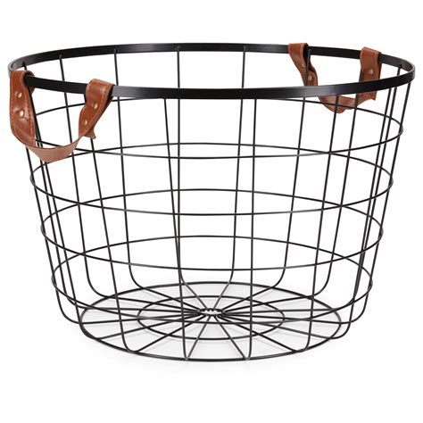 Mainstays Large Round Wire Basket with Handles, Black - Walmart ...