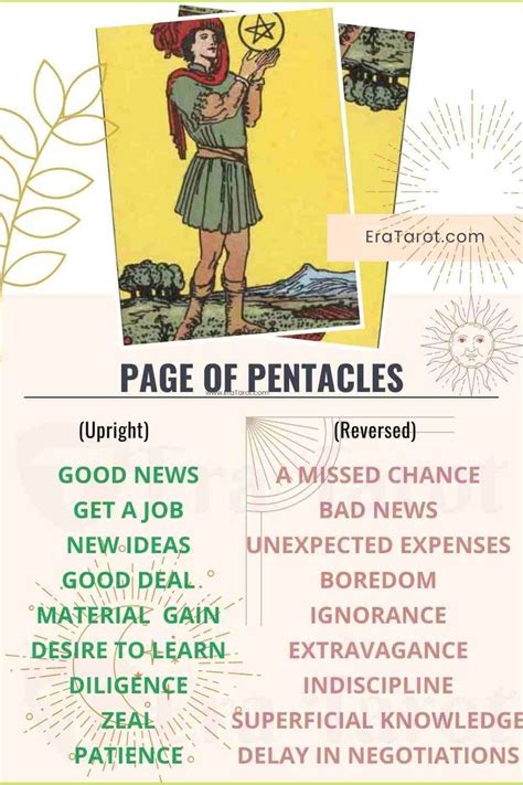 Page of Pentacles Tarot Card Meaning, Reversed, Yes and No, Love Life ...