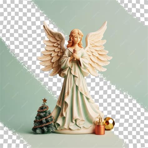 Premium PSD | Angel and christmas tree isolated on transparent background