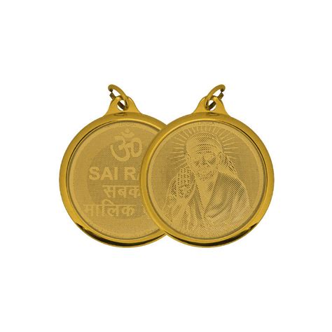 Diviniti 24K Double-sided Gold Plated Pendant Sai & Om|22 MM Flip Coin ...