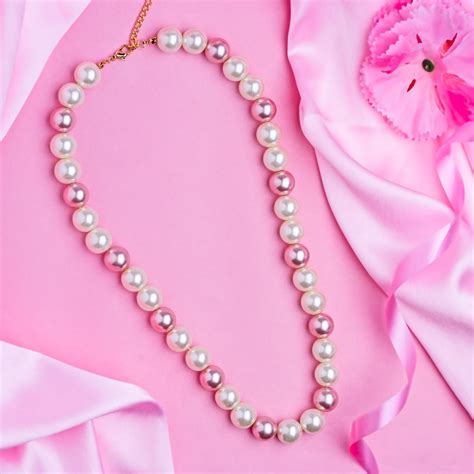 Buy White and Pink Colour Pearl Necklace Online – Estele