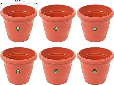 TrustBasket UV Treated Plastic Round Pot (14 Inches) -Black Color -Set ...