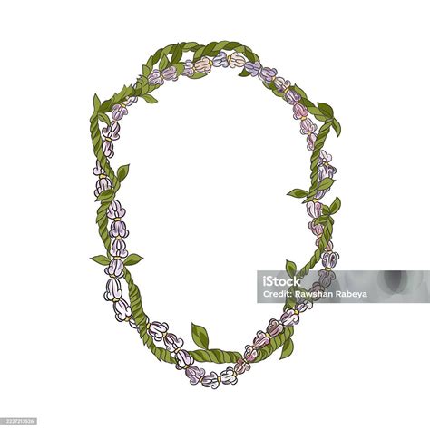 Hawaiian Crown Flower Lei Vector Illustration Tropical Floral Garland ...