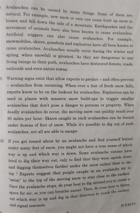 avalanche can be caused by a. new snow or rain b.heavy winds c.high ...