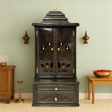 Mandirs | Teak Wood Dark Brown Pooja Mandir | Vedmangal – DZYN Furnitures