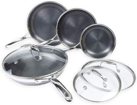 HexClad Hybrid Non-Stick Cookware | 7 Piece Set with Lids and Wok ...