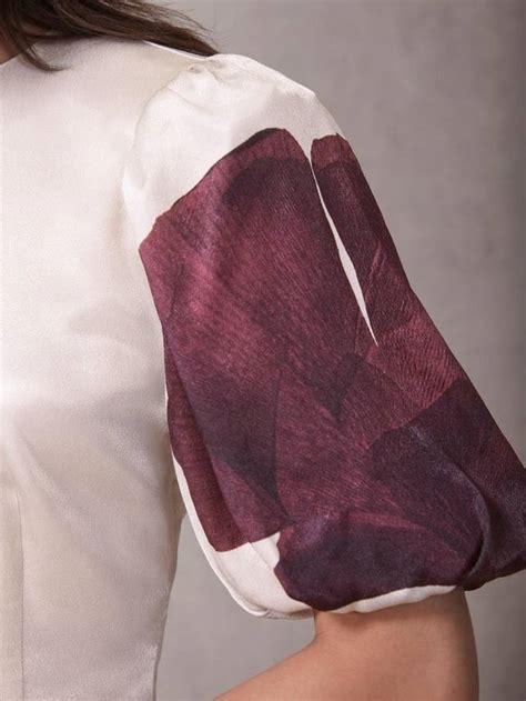 Mint Velvet Graphic Flower Print Top, Red Burgundy