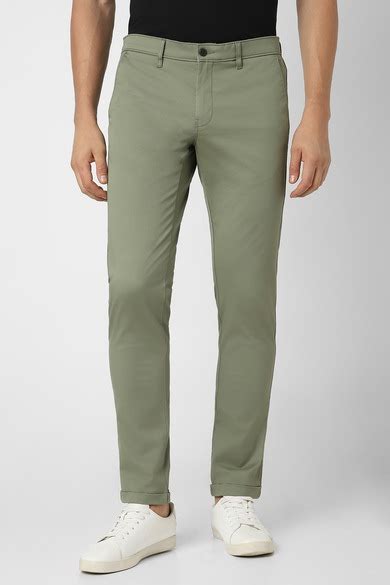 Buy Men Olive Solid Trousers Online - 39705640 | Van Heusen