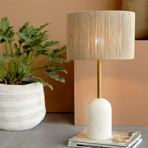 Cusp Sisal Fiber Table Lamp - Marble and Steel Material - Brown Finish