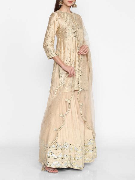 Beige Embellished Sharara Set – abhinavmishra