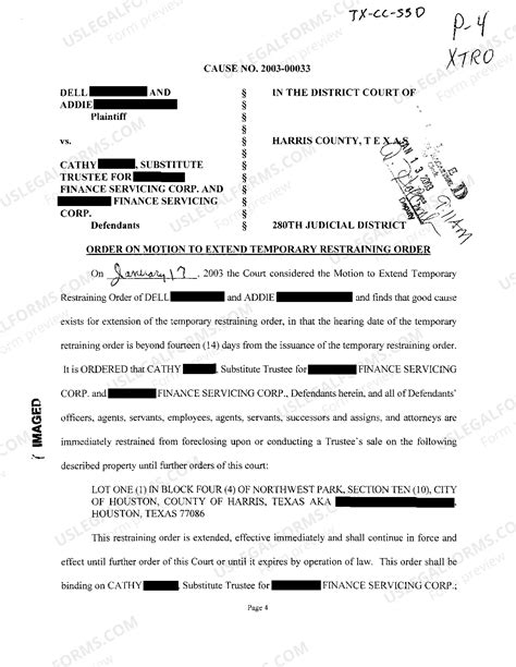 Texas Motion to Extend Temporary Restraining Order | US Legal Forms