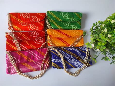 LAMANSH® (8*5 inch) bandhej bandhani Fabric Clutches | Wedding envelop ...