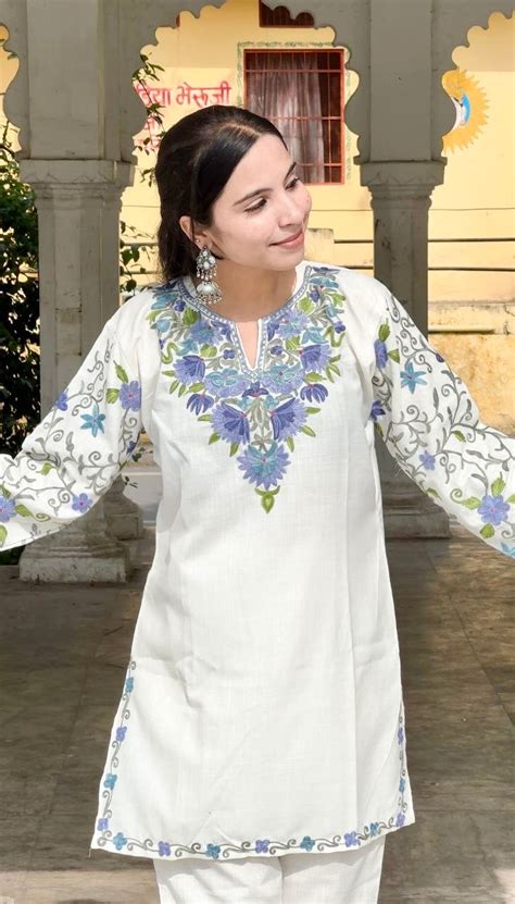 Jahanvi Cotton Kashmiri Co-Ord Set | Handcrafted Aari Work – Kaur ...