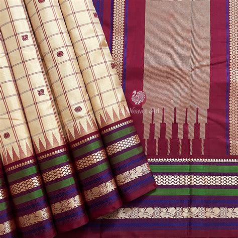 Exquisite Kai Korvai Kanchipuram Pure Silk Saree (Thread Work / No Zari)