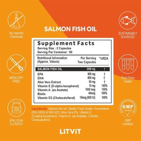 LITVIT Salmon Fish Oil 2500mg Capsules Price in India - Buy LITVIT ...