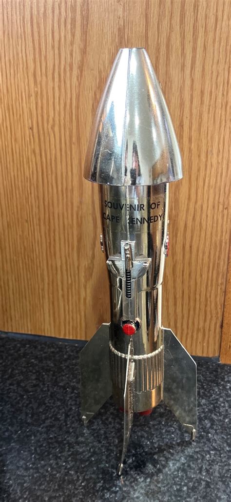 Vtg 1960's Souvenir of Cape Kennedy Gold Rocket Bank Mechanical Coin ...