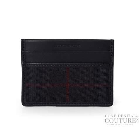 Shop Pre-Loved Burberry Black Sandon Check Leather Card Case with Logo ...