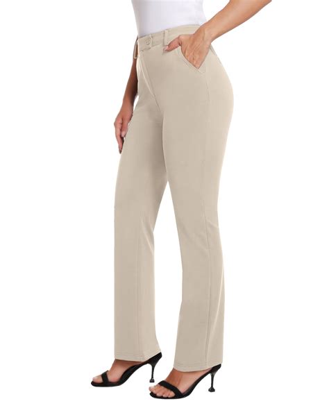 Siliteelon Women's High Waist Work Pants Straight Leg Stretchy Casual ...