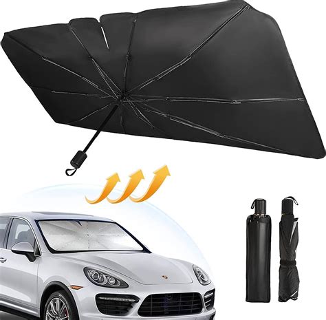 Windshield Sun Shade, 140 x 80cm Foldable Car Sun Shade, Car Windshield Umbrella Easy to Store ...