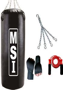 Monika Sports 3 Feet Unfilled Punching Bag With Hanging Chain + Pair of ...