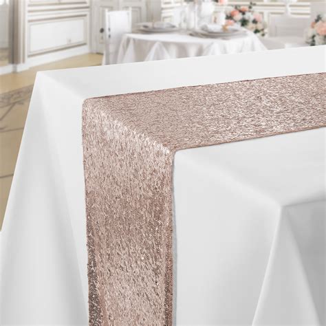 Lann's Linens 12" x 72" Rose Gold Sequin Table Runner, Sparkly ...