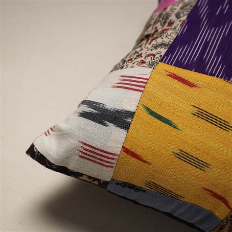 Multicolor Handcrafted Cotton Patchwork Cushion Cover