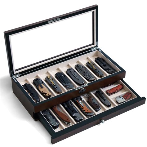 Amazon.com: Bonaking Knife Display Case Two-Tier Pocket Knife Case Box ...