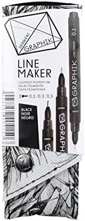 Derwent Graphic Line Maker Drawing Pen Set, Pack of 3 (Graphite ...