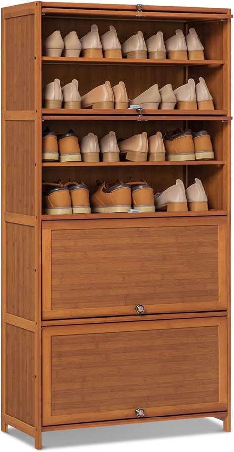 MoNiBloom 10 Tier Bamboo Shoe Storage Cabinet with Doors, India | Ubuy