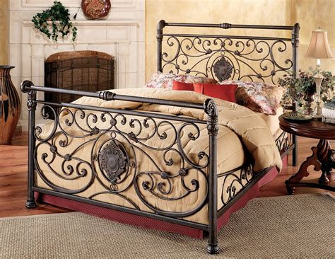 Mercer Antique Brown King Bed Set with Bed Rails | Wrought iron beds ...
