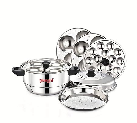 Buy Diamond Stainless Steel Multi Steamer Pot (2 Idli Plates/6 Idlis, 1 ...