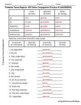 Preterite Tense Regular IR Verbs Conjugation Practice by Spanish Surplus