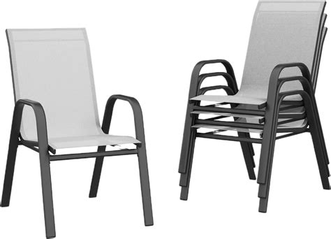 Amazon.com: Stackable Dining Chairs Set of 4, High-Back Patio Dining ...