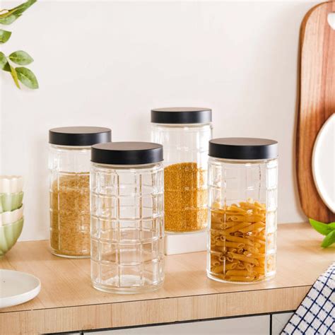 Set Of 4 Tall Glass Jars With Lid 1900ml Online - Premium Airtight Jar ...