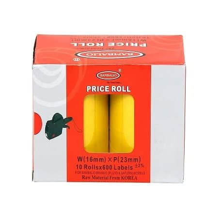Bambalio 6600 2 Line Yellow Colour Plain Label Rolls 10 Rolls x 600 ...