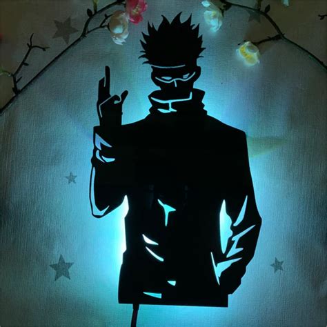 Gojo Backlit Engineered Wood Blue Anime Wall Hanging – Printkarr